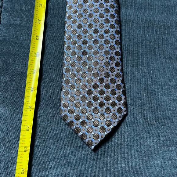 Ermenegildo Zegna Tie 100% Silk Geometric Metallic Sheen Quiet Luxury - Picture 6 of 6